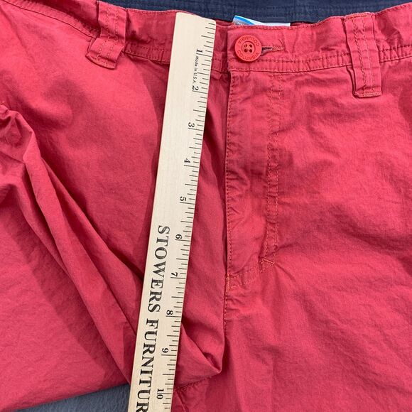 Columbia Washed Out Shorts Mens Size 34 Inseam 10L Red Flat Front Chino Cotton - Picture 6 of 12